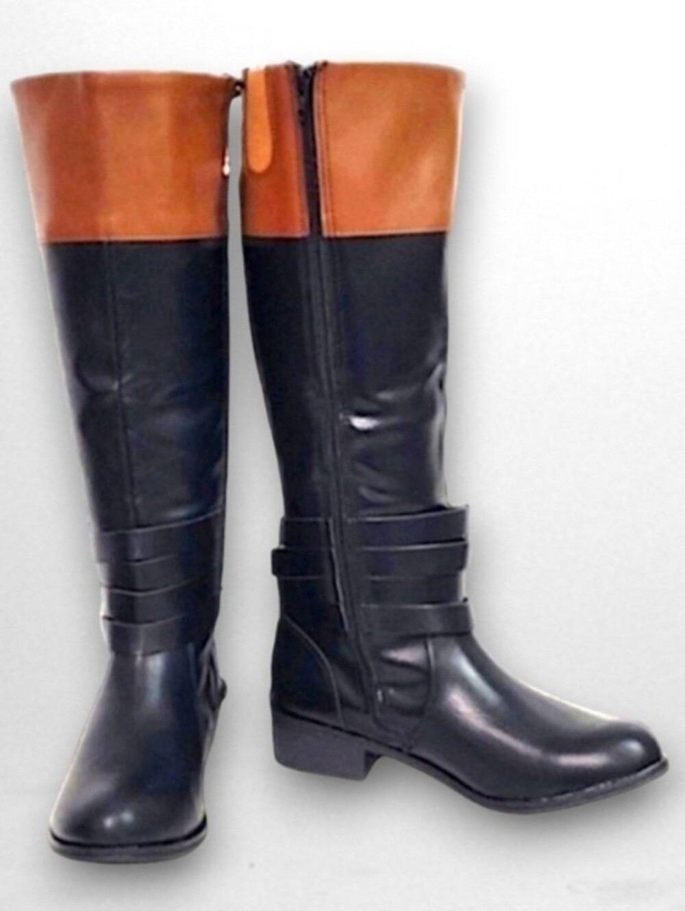 St. John's Bay Black and Brown Two-Tone Knee Boots Size 7.5